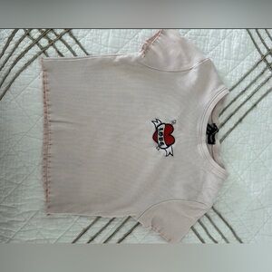 Society Pink Tee with Heart Graphic